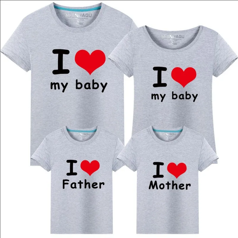 Забавные одинаковые футболки для всей семьи, одежда для папы и сына, футболки с принтом для мамы и дочки, спортивные вечерние футболки, костюм - Цвет: Gray