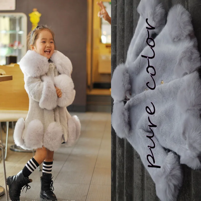 

DHL Autumn Winter Girls faux Fur coat Children Outerwear Jacket warm Outerwear Child Thickening Clothing Outerwear Warm Tops