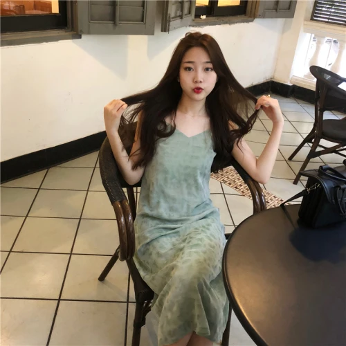 Spaghetti Strap Spring A-line Women Dress V-neck Knee-length Vestidos Solid Sex Womens Dresses Bottom Vestido Brief | Женская одежда