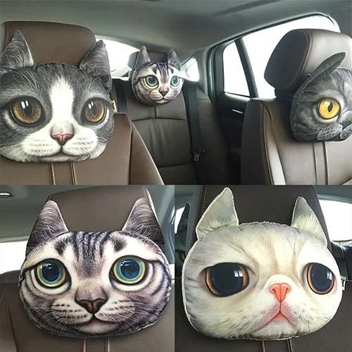 

Creative Lovely 3D Simulation Cat Stuffed Toy Car Headrest Pillow Cushion Decor