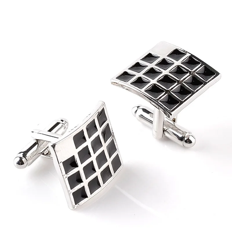 

Fashion Luxury Black Crystal Rhinestones Squares Cufflinks for Mens Shirt Jewelry Trendy Geometric Cufflinks Gifts Accessories