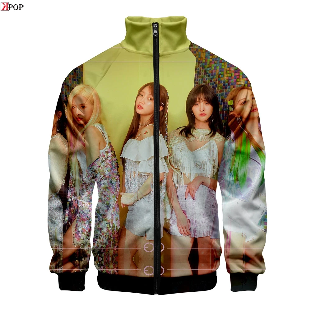 EXID Member Kpop стильная куртка с воротником стойкой на молнии реглан 3D Новое