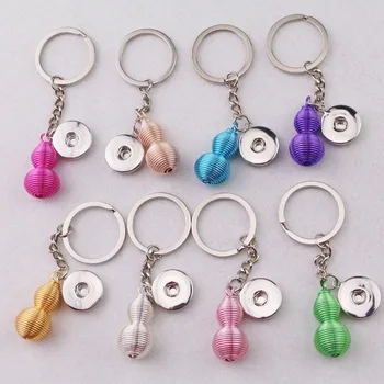 

Wholesale 32pcs/lot 8Colors Fancy Gourd Pendant Key Chains Adults Kids metal diy snap button keyring for GOOD LUCK Clifford
