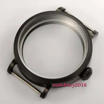 

High quality Newest 46mm parnis black PVD Brushed Stainless Steel Case fit 6497 6498 ST 3600 3620 movement Mens Watch Case