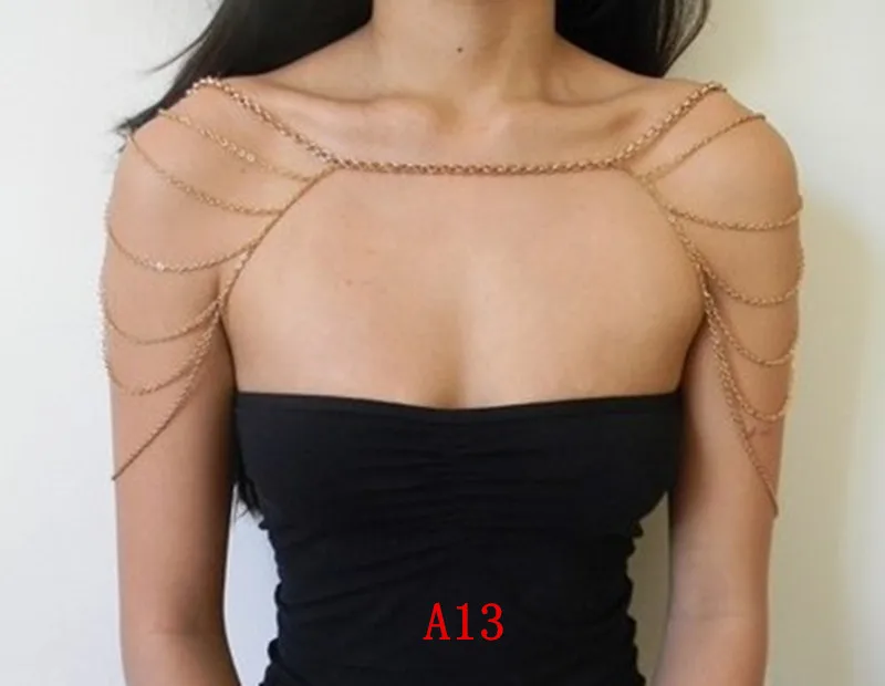

STYLE A13 Gold colour CHAIN DOUBLE SHOULDERS CHAIN JEWELRY 2 COLORS