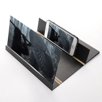 

3D Phone Screen Magnifier Desktop 12 Inch Amplifying Glass 3D Stereoscopic Folding Video Amplifier Mobile Screen Wood Holders