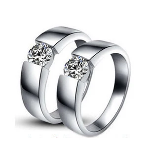 

Facotry Direct Sale Anniversary Jewelry Synthetic Diamonds Rings for Lovers Sterling Silver Couple Jewelry White Gold Color
