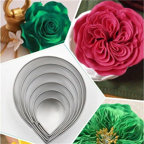 Best sale 6pcs Kitchen Baking Tool Fondant Party Wedding Decor Water Droplet/Rose Petal Cookie Cake Cutters Biscuit Pastry