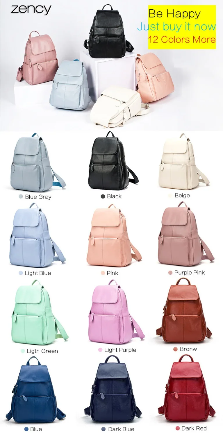 Zency, 15 цветов, Модный женский рюкзак, натуральная кожа, бежевый рюкзак для путешествий, большая вместительность, школьные сумки для девочек, консервативный стиль