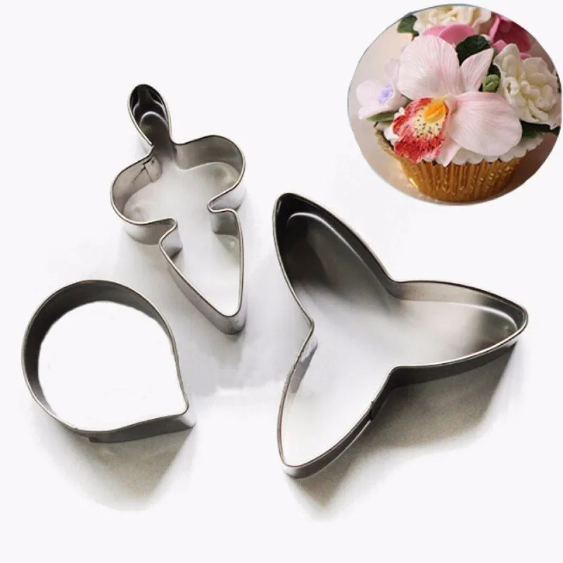 

3pcs/set Orchid Pattern Fondant Flower Petal Bakeware Cookie Cutter Phalaenopsis Moth Mold Mould Cake Decorating Tools DIY