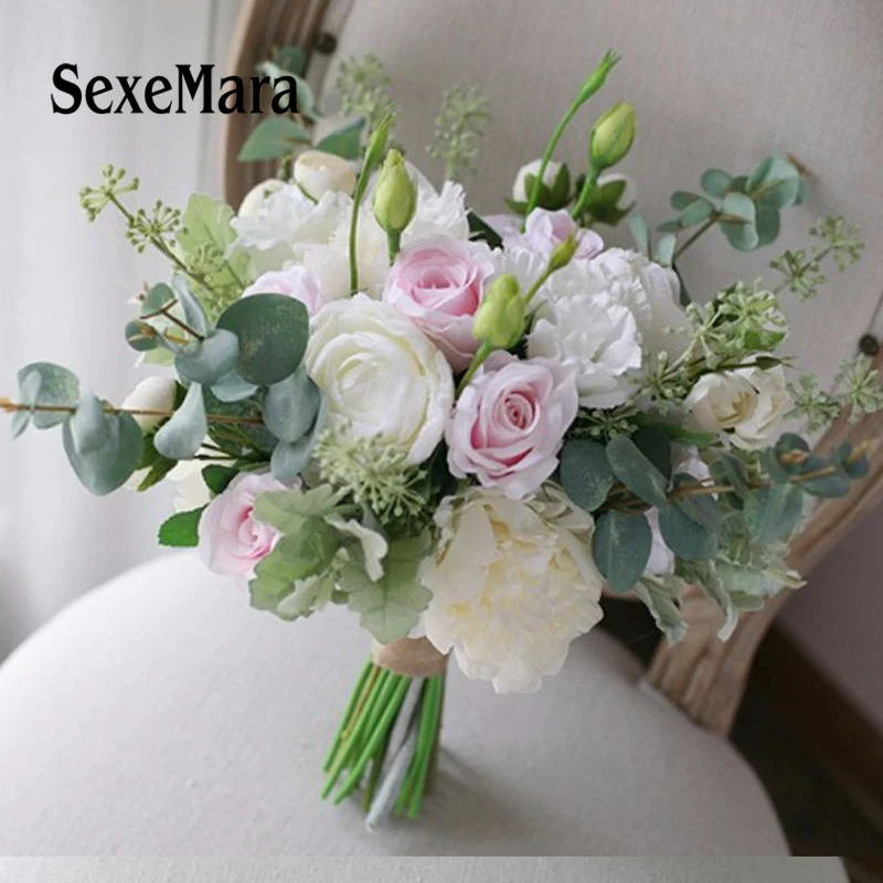 SexeMara, Свадебный букет невесты, искусственный цветок, букет роз, хрустальные свадебные букеты