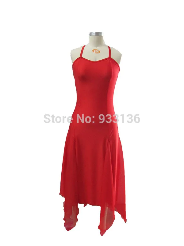 Woman Red Spandex Chiffon Dance Dress, Woman Ballet Dancewear, Lyrical