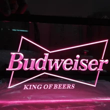 LE009-Будвайзер Кинг пивной бар Паб Клуб светодиодный неоновый светильник знак