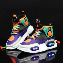 Children’s For Girls Boys martin boots rainboots girls boot sport shoes USB charging kids boot Led Light Genuine Leather soft