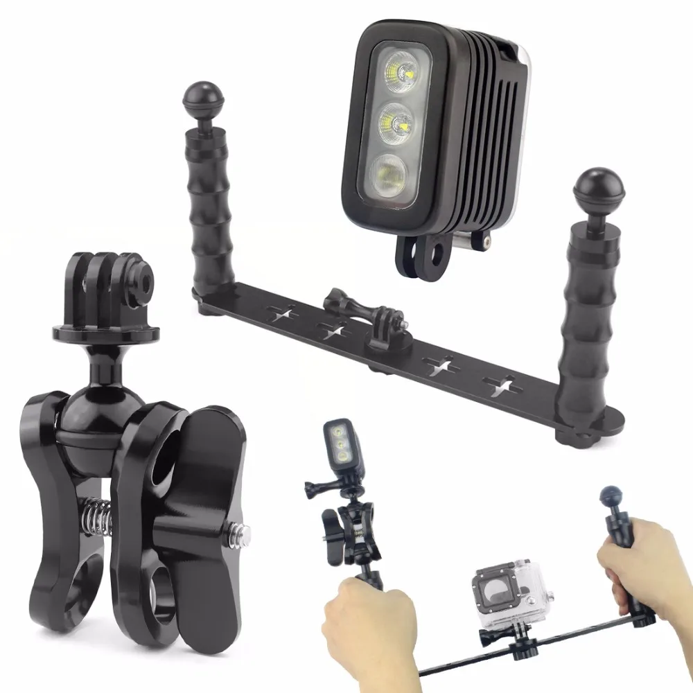 Handheld Selfie Monopod Diving Underwater Mount + LED Fill Light for