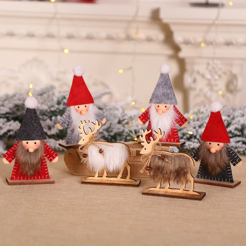 

Creative Wood Crafts Christmas Santa Claus Wooden Ornaments For Christmas Party Supplies Home Table Decorations
