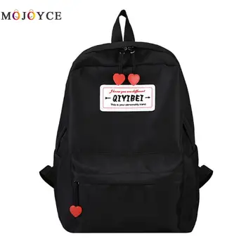 

Women Backpack Letter Printed Nylon Preppy Style Teenager Love Heart Zipper School Bags Knapsack