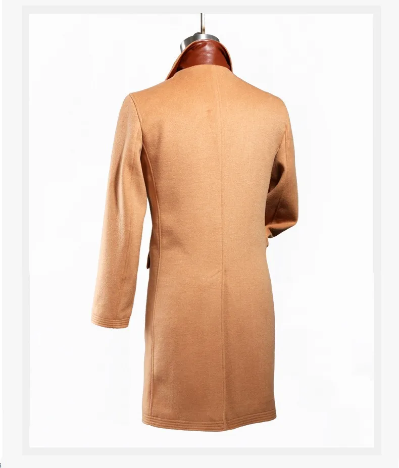 URSMART новое длинное однобортное шерстяное пальто, зауженное популярное взрывное пальто, однотонные мужские пальто