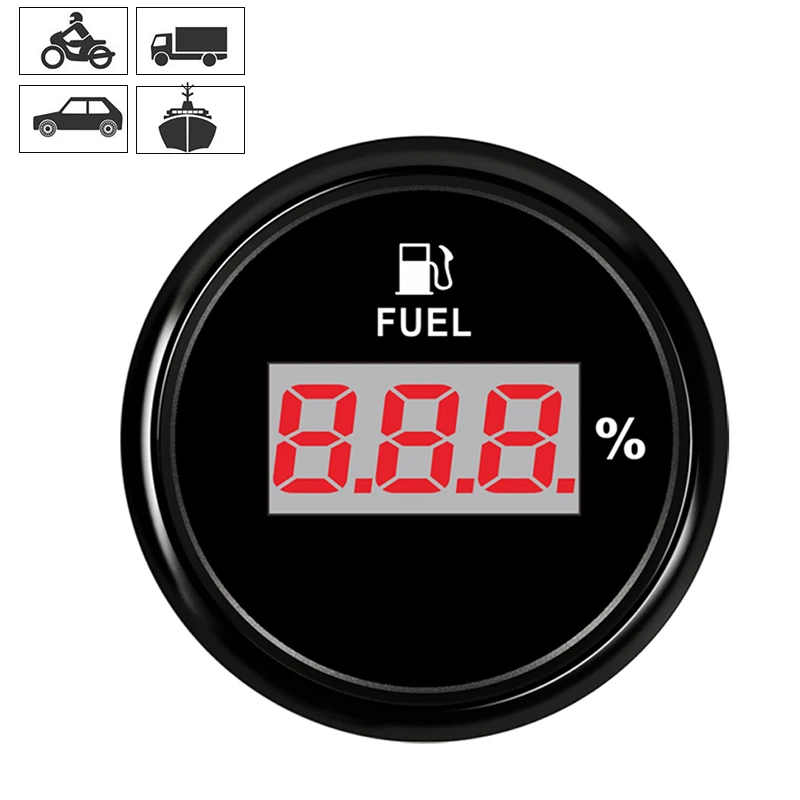 Marine Digital Fuel Level Gauge Boat Oil Tank Level Indicator Empty Led