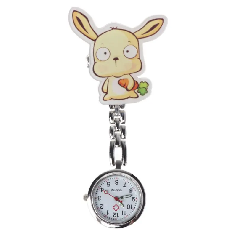 Новое поступление модные часы наручные кварцевые карманные часы вешалка-зажим грудь Шарм ювелирные часы мультфильм милый кролик медицинские принадлежности