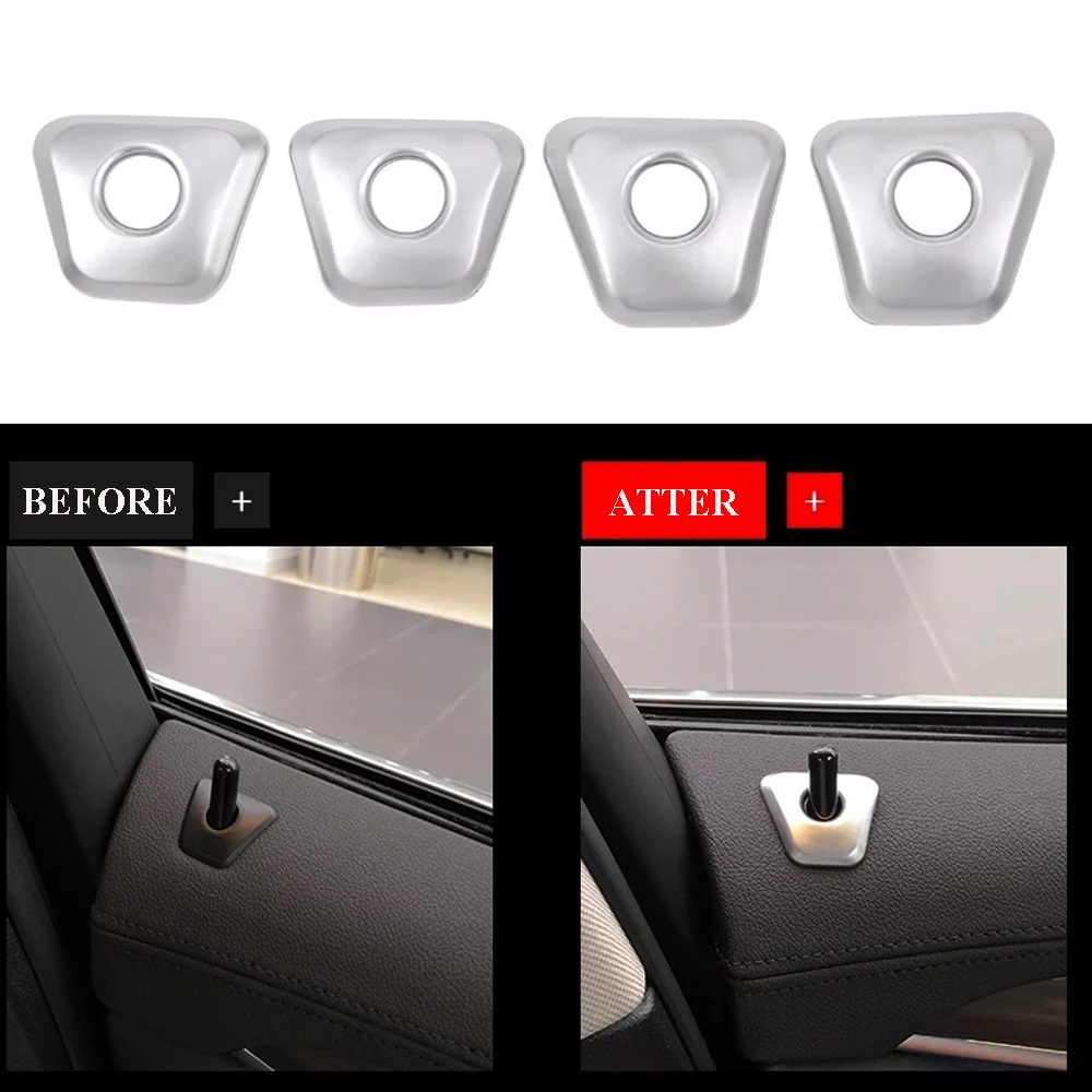 JEAZEA 4pcs Chrome Silver Car font b Interior b font stying Door Lock Knob Grommet Ferrule