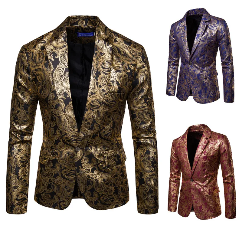 

2019 Spring and Summer Men's Suit Bright Face Hot Stamping Suit Suit Best Man Dress Costume Banquet Fashion Comfortable Suit