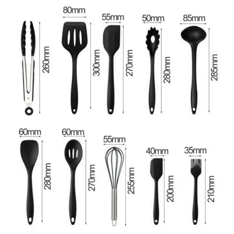 10Pcs/Set Non-Stick Silicone Kitchen Utensils Set Non-Toxic Spatula Spoon Ladle Spaghetti Server Slotted Turner Cooking Tools 10Pcs/Set Non-Stick Silicone Kitchen Utensils Set Non-Toxic Spatula Spoon Ladle Spaghetti Server Slotted Turner Cooking Tools
