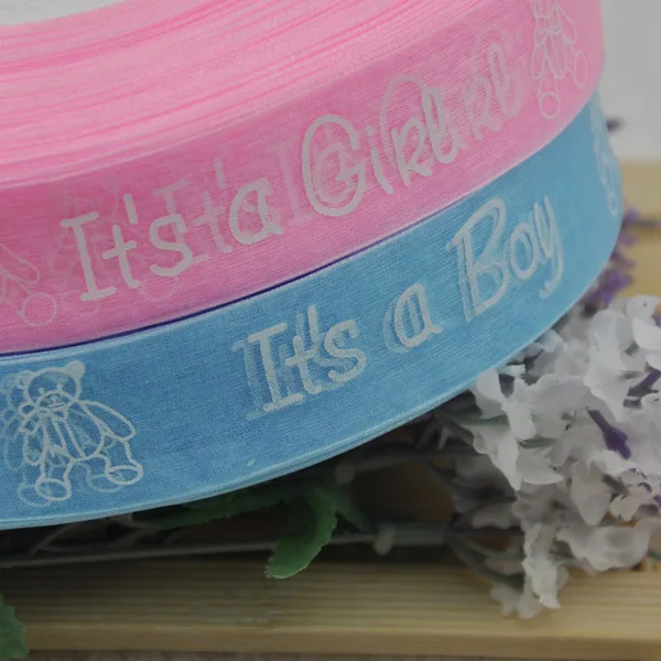 

5Y 1" Organza ribbon Boy/girl baby show Craft Pink&Blue
