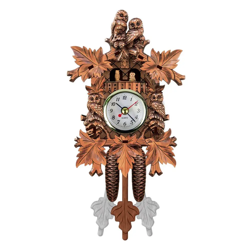 LBER винтажное украшения для дома настенные часы с птицей Висячие деревянные часы с огурцом для гостиной маятниковые часы ремесленные художественные часы для нового Hous