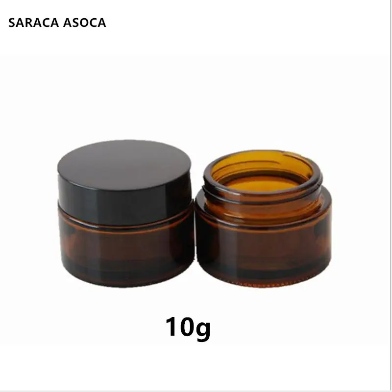 

10ml 10g Brown Frost Cylinder Glass With Black Gold Matte Silver Cream Box Eye Cream Bottle