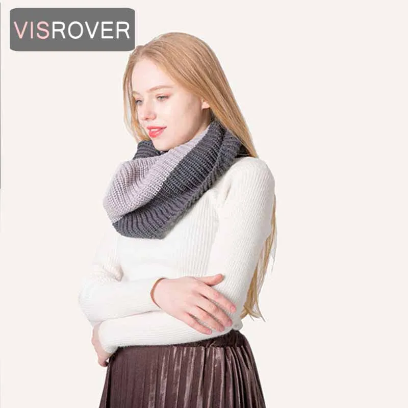 

VISROVER color matching knitted women winter snood winter cashmere scarves lady winter warm shawls wraps pashmina female hijab