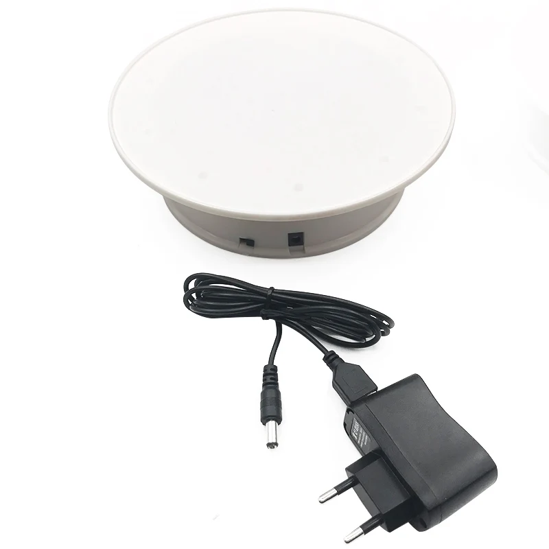20 см 360 градусов вращающийся стол с электрическим приводом Дисплей Стенд для фотографии ювелирной Модели Показать нагрузку 1,5 кг видео съемки батареи - Цвет: White with EU plug