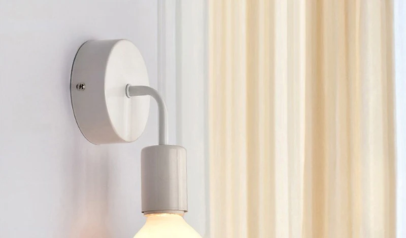 Luminária de Parede Moderna de Ferro Iluminação para Escada Estilo Nórdico Simples Elegante Cabeceira Quarto Cozinha Casa Ambientes Internos E27 11 Luminárias de parede