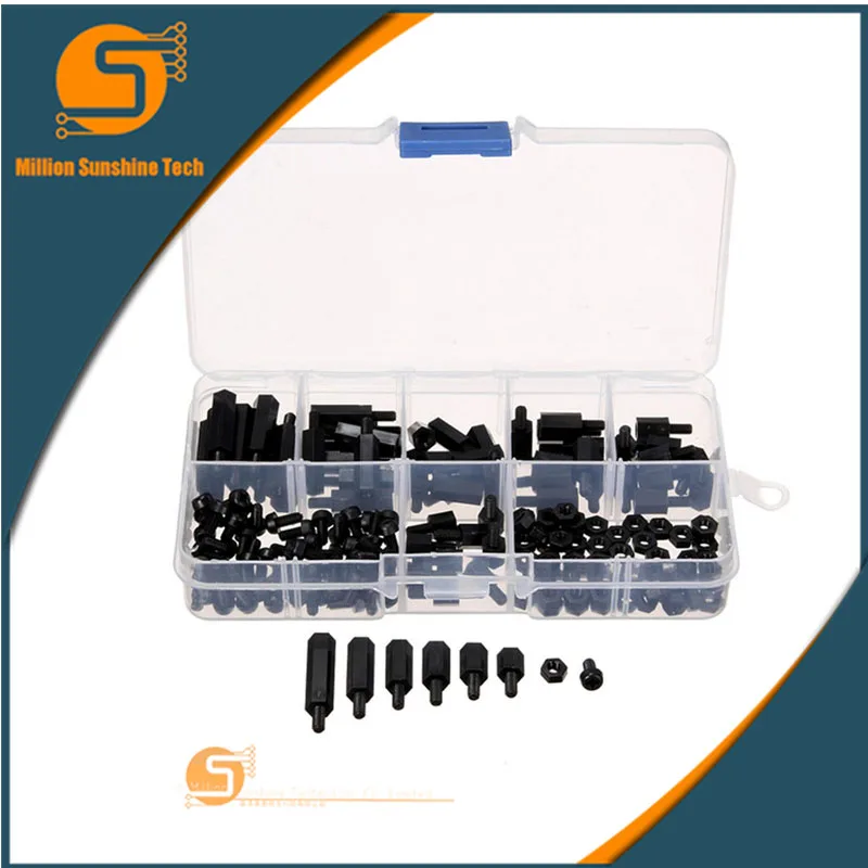 

88Pcs M3 Nylon Screw Nut Stand-off Set Hex Column Screws Nuts Assortment Kit Plastic Accessories free shipping