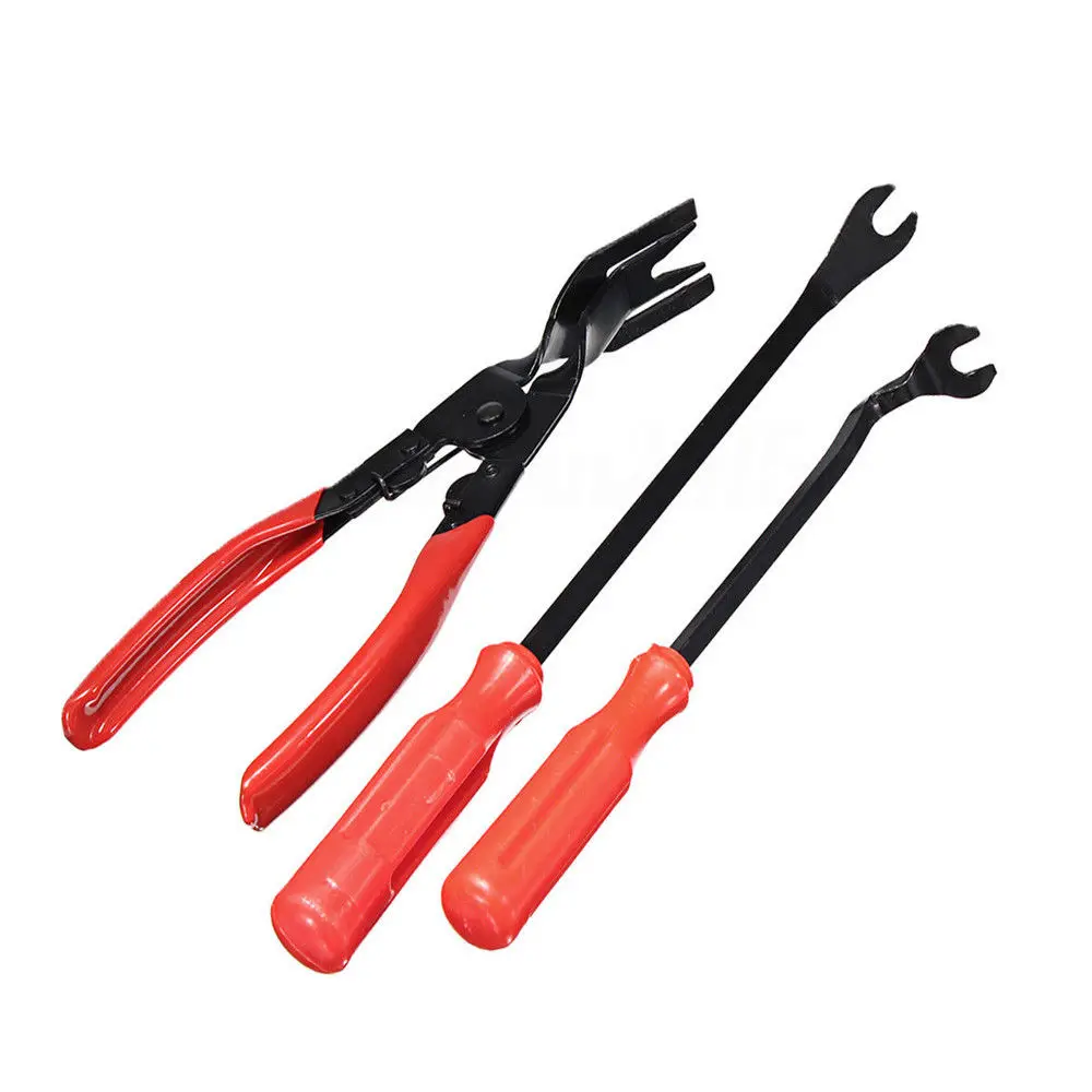 3Pcs Car Door Trim Clip Plier & Fastener Remover Puller Repair Tool Kit