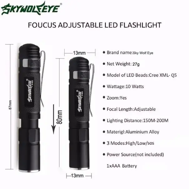 Теплый угловой LM High Quali Mini 3500LM Zoomable CREE Q5 светодиодный светильник-вспышка 3 режима фонарь супер яркий светильник#4J17