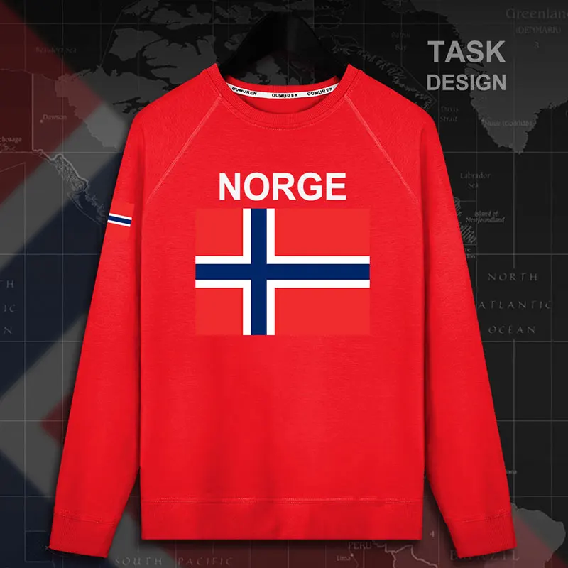 Norway Norge NOR Nordmann NO мужские толстовки с капюшоном, пуловеры, мужские толстовки, тонкая новая уличная одежда в стиле хип-хоп, новинка 02 - Цвет: roundneck-red