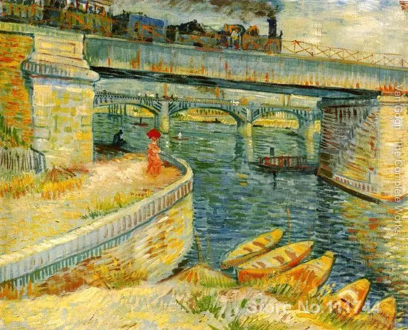 

Bridges Across The Seine At Asnieres Vincent Van Gogh famous paintings oil canvas reproduction High quality Hand painted