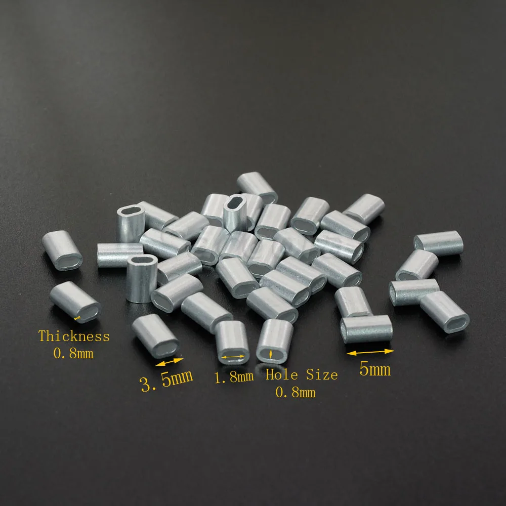100pcs/pack 1/32"(0.8mm) Aluminum Cable Crimps Sleeves Cable Ferrule