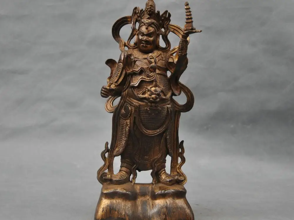 

12'' China Bronze supernatura lee King Hold pagoda Figurine