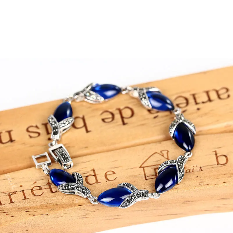 

RADHORSE 925 Silver Bracelets for Women Fine Jewelry Thai silver Sapphire Bracelets Gift Girlfriend Holiday gift