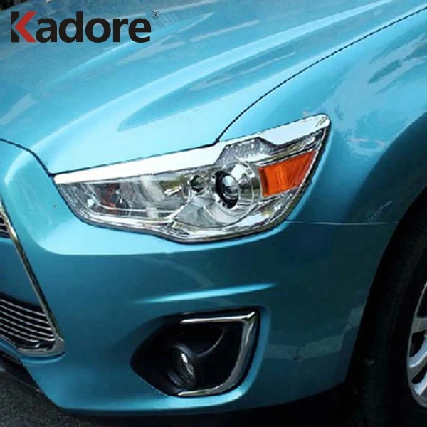 

For Mitsubishi ASX SUV 2010 2011 2012 5dr Chromed Head Lamp Front Bumper Headlight Trim Cover Auto Accessories Car Styling