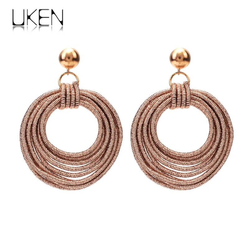 

Vintage Multilayer Metal Round Dangle Earrings Women Bohemian Circular Statement Big Earrings Jewelry Accessories UKEN