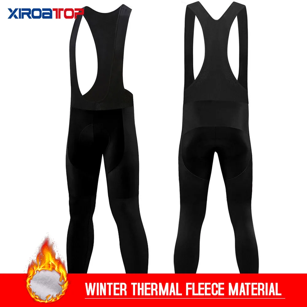 

Men Women Black Keep Warm Cycling Bib Pants Winter Thermal Mountain Bike Trouser Bicycle Tights Coolmax 5D Gel Pad Cycling Pants