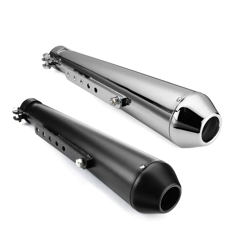 

New Style 1Pcs Motorcycle Cafe Racer Exhaust High Quality Universal Durable Pipe with Sliding Bracket Matte Black Silver#293212