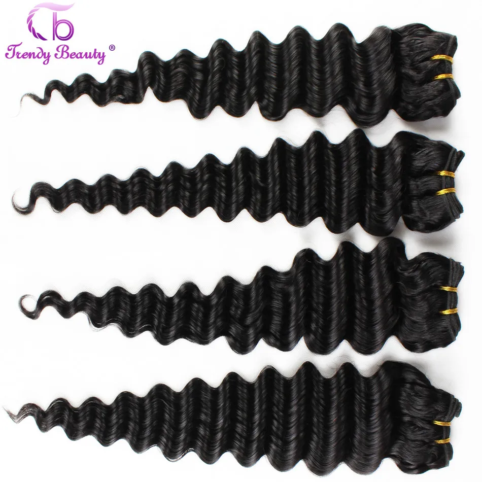 Deep Wave Can Buy 3/4 Pcs Machine Double Weft s 8-30 Inches Natural Black Non- Trendy Beauty