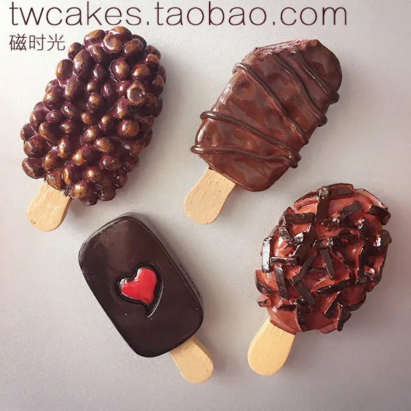 

European Chocolate Ice Cream Ice-cream Popsicle Stick Magnetic Refrigerator 3D Fridge Magnet Sticker Kitchen Home Decoration