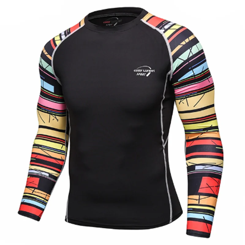 

2019 3D Printed Compression Men T Shirt Quick Dry Long Sleeve Mens T Shirts Bodybuilding Tights Tops Tees Dropshipping