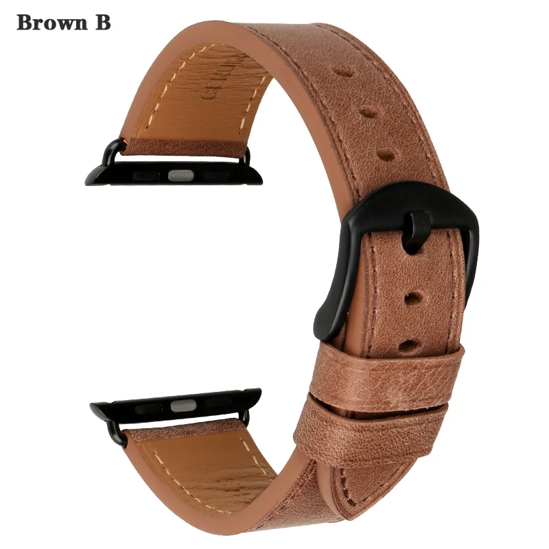 Ремешок для часов MAIKES для Apple Watch, ремешок 44 мм, 40 мм, 42 мм, 38 мм, серия 4, 3, 2, iwatch, качественный ремешок из коровьей кожи, ремешок для Apple Watch - Цвет ремешка: Brown B