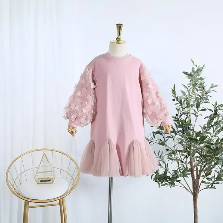 7.15th CC404, Сетчатое платье для девочек 100-140 см, платье для маленьких девочек, корейское детское платье